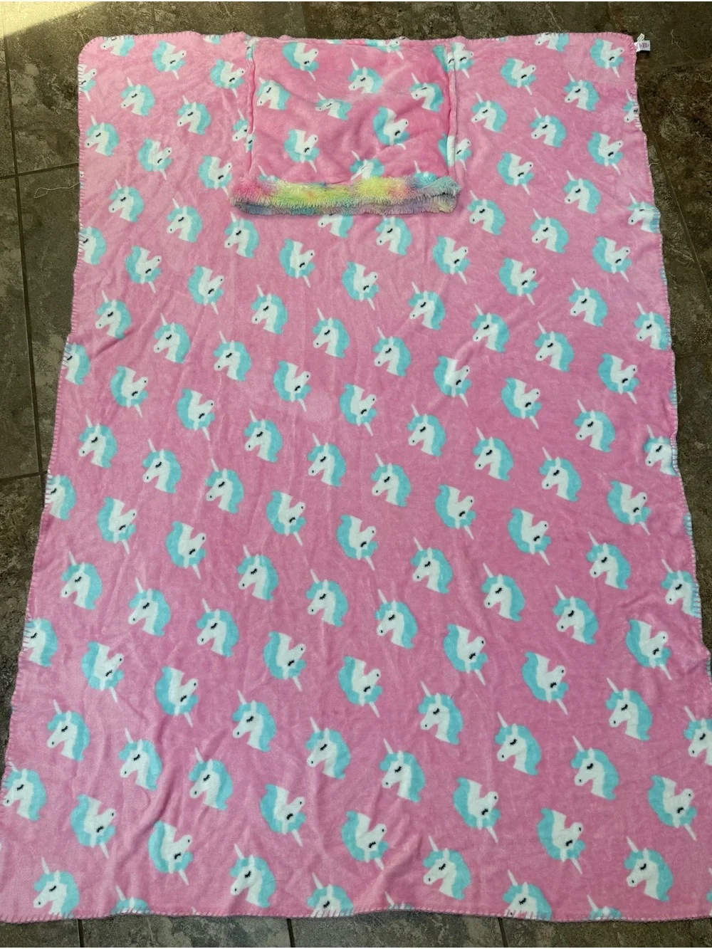 Justice Multicolor Pastel Unicorn Plush Blanket in a Bag